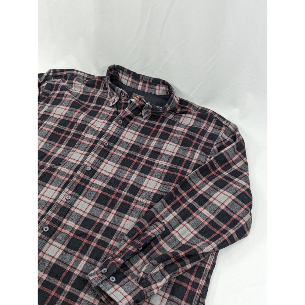 Ridgecut Toughwear Shirt 3XL Black Red Plaid Heavy Flannel Button Up Long Sleeve